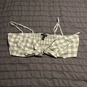 Forever 21 Green and White Checkered Crop Top
